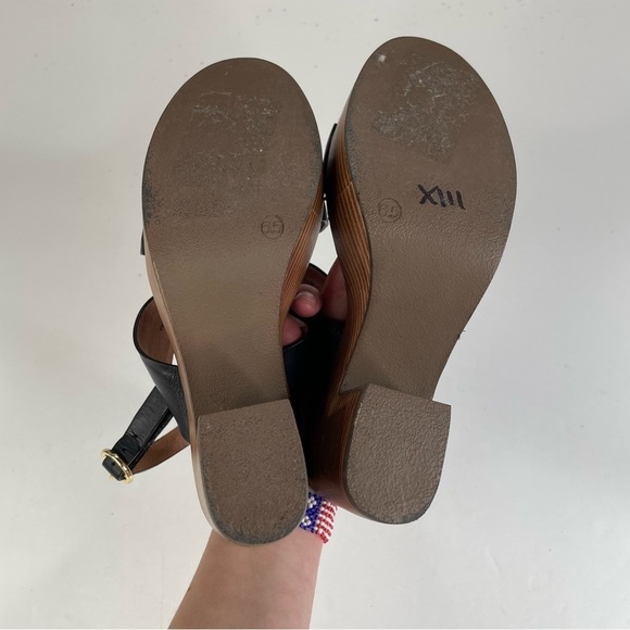 Seychelles Block Heel Black Leather Sandals Size 6.5 - Picture 5 of 7